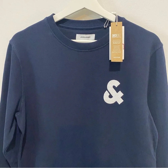 NWT Jack & Jones Logo Crewneck Sweatshirt in Navy Size S - Picture 12 of 14